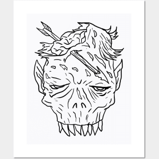 Scary zombie Monster Horror Black Lineart Posters and Art